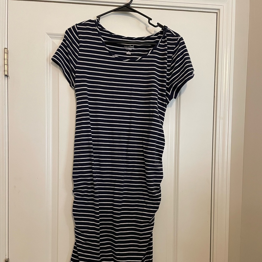 Navy Striped Maternity Dress